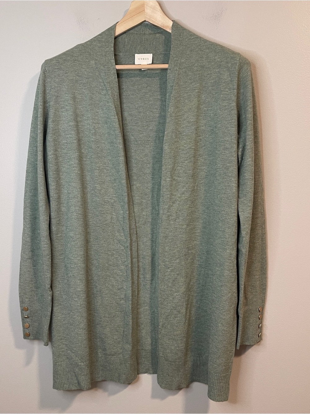 Cyrus Open-Front Cardigan in Sage Green L